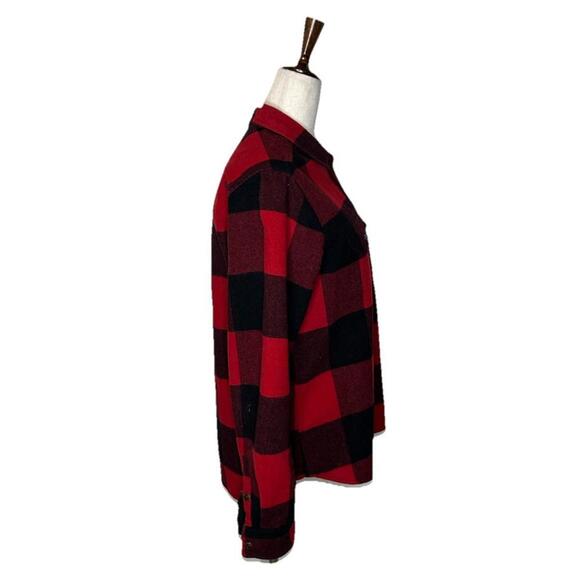 FjallRaven Canada Shirt Womens S Shacket Wool Blend Buffalo Plaid Red Comfort - Picture 4 of 9
